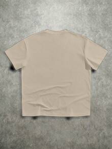 Manfinity ZONE917 Áo thun ngắn tay màu kaki chất lượng cao, dáng rộng, in hình hoạt hình graffiti đỏ trắng ngộ nghĩnh và ngôi sao. - Màu Khaki - Xem 5