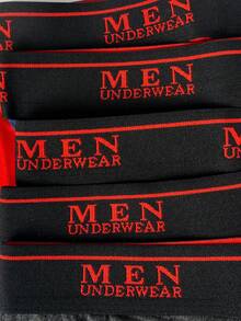 EasyFave 5pcs/Pack Men's Contrast Letter Tape Waist Comfortable Boxer Briefs, Suitable For Valentine's Day - Multicolor - View 6