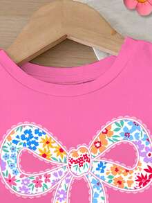 SHEIN Bộ đồ bé gái dễ thương, ngọt ngào, trang trí nơ, họa tiết hoa nhí, áo thun cổ tròn tay ngắn và quần legging, thích hợp mặc hàng ngày vào mùa xuân/hè, đồ đôi cho chị em gái, đi nghỉ mát, phong cách Y2K, màu hồng, ấm áp cho bé gái, thời trang hàng ngày cho bé gái, bộ đồ cho bé gái, trang phục mùa hè, thời trang hoa lá, phong cách mới mùa thu, thời trang trở lại trường học, thời trang giá cả phải chăng, trang phục cuối tuần, bộ đồ bé gái họa tiết hoa nhí, quần áo bé gái, bộ đồ mùa hè, bộ đồ hai mảnh mùa hè - Nhiều màu - Xem 4