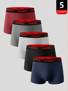 EasyFave 5pcs/Pack Men's Comfortable Stretchy Boxer Briefs - Multicolor - View 1