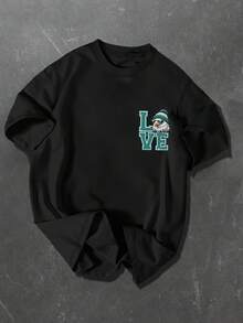 Manfinity Dauomo Men's Standard Size Casual Printed Round Neck T-Shirt - Black - View 2