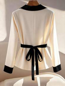 GlowEve CURVE Große Größen Kontrast Farbblock Patchwork Lässig Hemd mit Umlegekragen - Verschiedenfarbig - Übersicht 2