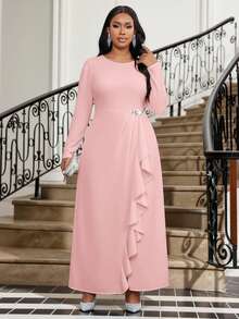 Fleurora Elegant Party Wedding Concert/Music Festival Ruffle Hem Diamante Dresses For Women Winter Dress Costume For Women Christmas Women's Clothing Long Party Dresses Wedding Guest Dress For Women Chic Dress Country Concert Outfit Pink Dress Wedding Guest Dress For Women Elegant Dresses For Women Formal Dress Valentine Outfits For Women Plus Size Elegant Dress Curve Elegant Dress Pink Long Sleeve Dress Elegant Woman Clothing Elegant Women Clothing Emory Rose Plus Size Dress Long Sleeve Elegant Dress Long Sleeved Dress Pink Formal Dress Elegant Ceremony Dresses Casual Outfit For Women  Spring Dress Summer Dress  Party Dress  Luxury Evening Dresses For Women   Formal Dress  Cocktail Party  Weddings & Events Sparkly Dress Pink Dress - Pink - View 7