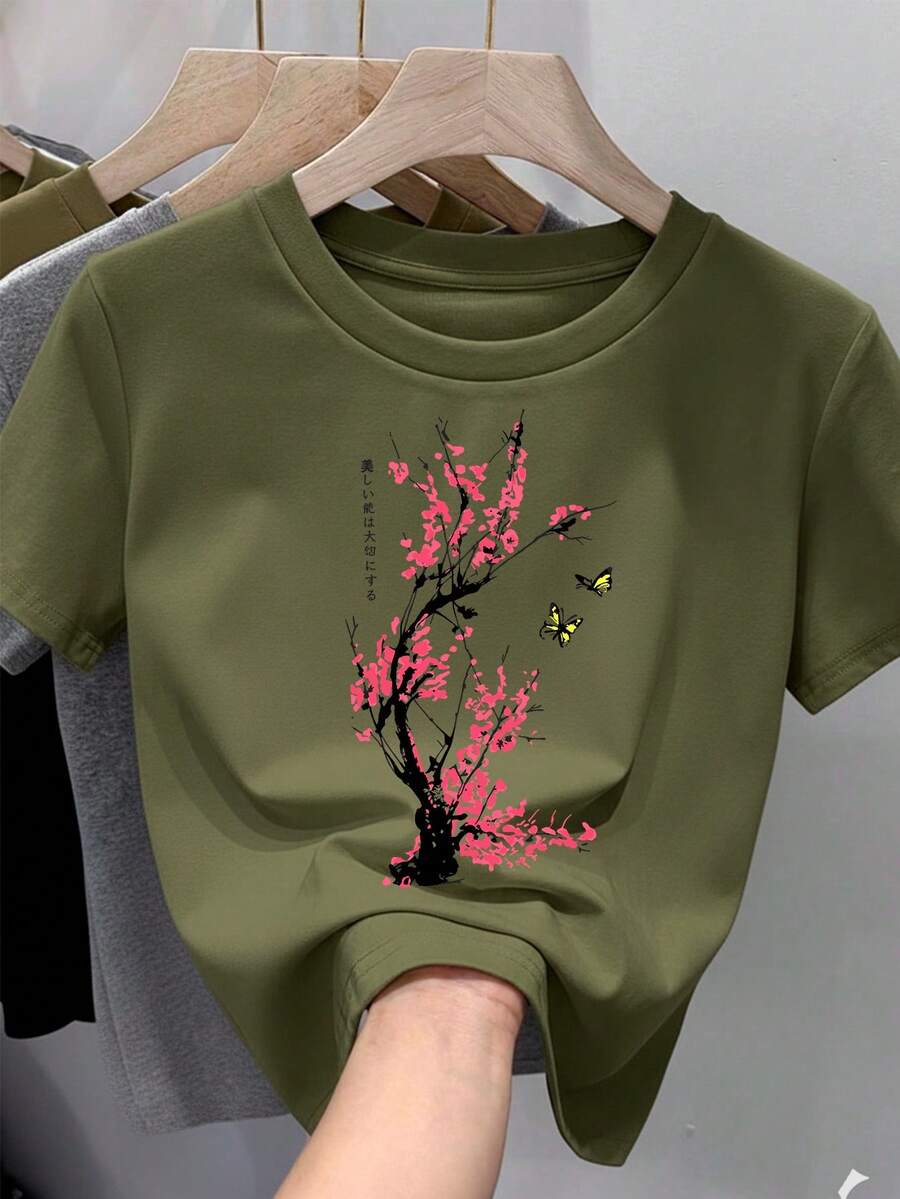 Women T-Shirts - Army Green - View 1