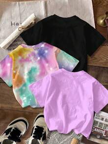 SHEIN 3pcs/Set Lavender, Tie-Dye, Black Cartoon Girl Portrait LUMINA ...