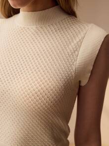 MOTF PREMIUM 女士镂空针织上衣 - 白色 - 查看 2