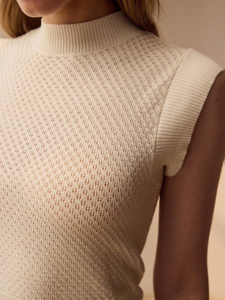 MOTF PREMIUM 女士镂空针织上衣 - 白色 - 查看 2