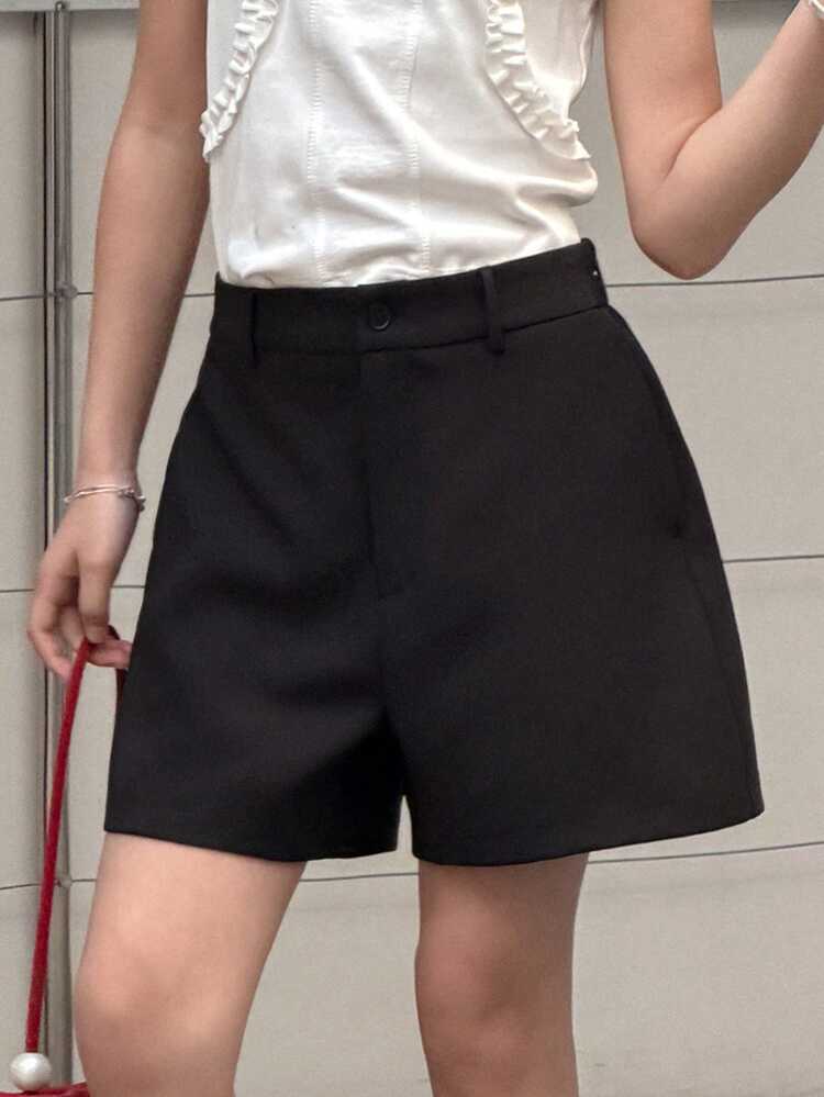 Tween Girls' Solid Color High Waist Casual Loose Shorts Summer