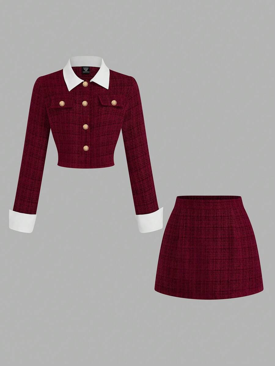 Sweetra Bộ đồ đỏ thanh lịch thường ngày dành cho nữ cỡ lớn - Đỏ - Xem 1