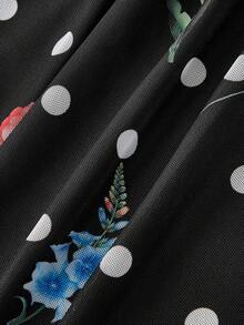SHEIN MOD 大码碎花波点图案中长连衣裙，适合女士穿着，波点连衣裙，新年装，秋季连衣裙，冬季连衣裙，感恩节连衣裙，浪漫连衣裙，迷人连衣裙，婚礼宾客连衣裙，派对连衣裙，沙滩连衣裙，优雅连衣裙，黑色连衣裙，舞会连衣裙，毕业典礼连衣裙，法式复古连衣裙，复古连衣裙，露肩连衣裙 - 彩色 - 查看 2