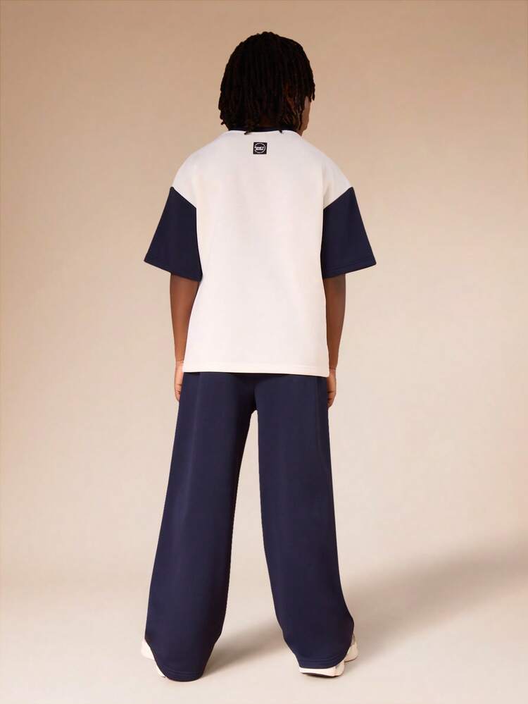 Farbblock-T-Shirt und Hosen-Set
