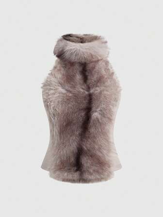 Grunge Punk Y2K Farbverlauf Fellflecken Transparentes Mesh Sexy Bodycon Trägerhemd