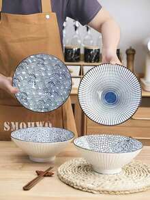 Bộ 2/4 bát cơm gốm Nhật Bản, 8 inch, Bộ 2/4, Bát mì ramen bằng gốm, Dùng được trong lò vi sóng và máy rửa chén, Hình bầu dục, Lý tưởng để đựng mì, súp, salad - Hoàn hảo cho nhà bếp & phòng ăn, Đồ dùng học tập - màu sắc hỗn hợp - Xem 7