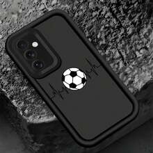 Soccer 1PC Dopamine Staircase Photo Frame Phone Case With Cute 2D Football Pattern, Compatible With Apple 12/13/14/15/16 Pro Max, Full Protective Cover, Minimalist Design, Soft Cartoon Style, Perfectly Protect Your Phone, Waterproof Shockproof Anti-Fall Scratch Resistant - Black - View 5