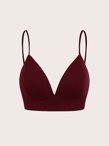 SHEIN BASICS 2pcs Set Casual Solid Color Cropped Camisole & Round Neck Loose Cropped Short Sleeve T-Shirt/Summer - Burgundy - View 5