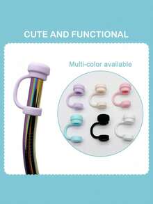 6 cái/2 cái Nắp đậy ống hút bằng silicon có thể tái sử dụng, tương thích với cốc , chống tràn, chống bụi, nắp đậy ống hút khi quay lại trường - Nhiều màu - Xem 2