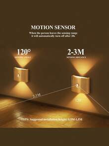 LED Smart Sensor Wall Lamp , Indoor Motion Sensor Wall Lamp, Wireless LED Wall Light, Battery-Powered Night Light, Adhesive Design, Rotatable, Portable, Easy To Install, Adjustable Color Temperature And Brightness, Suitable For Hallways, Bathrooms - Multicolor - View 7