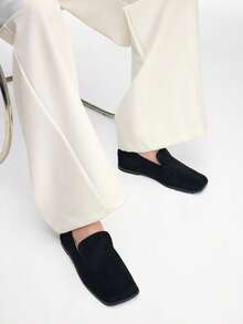 Mnmlis 女士休闲百搭通勤简约平底乐福鞋 - 黑色 - 查看 11