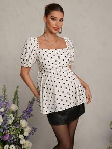 MaterniChic Maternity Clothes Maternity  Tops Summer Pregnant Clothes A White Polka-Dot Maternity Shirt Is Elegant And Sophisticated, Perfect For A Date, A Sophisticated Party, Or Valentine's Day - Apricot - View 5