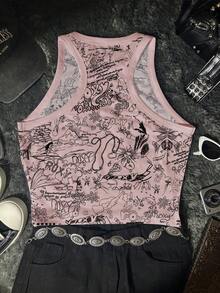 Glimmora Women's Summer Fashion Graffiti Print Camisole - Multicolor - View 2