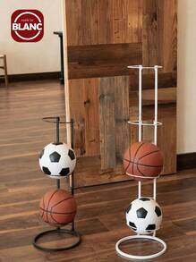 室内碳钢篮球收纳架放球足球收纳篮摆放架排球支架子省空间家用卧室客厅学校 - 黑色 - 查看 1