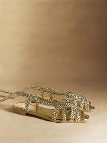 Rosivie Giày sandal đế bằng nữ, giày đế bằng quai dệt màu vàng, thích hợp cho ngày Valentine. - Vàng tươi - Xem 5