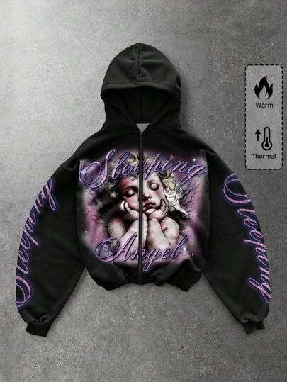 Street Life Sweat-shirt à capuche imprimé minimaliste à manches longues pour hommes