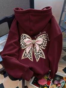 Resyla Women's Bow Print Drop Shoulder Sweatshirt - Burgundy - View 1