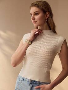 MOTF PREMIUM 女士镂空针织上衣 - 白色 - 查看 1