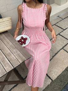 MainGRL Versatile Casual/Vacation/Party Midi Dress For Women - Pink - View 5