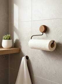 Cirelle 胡桃木厨房纸巾架 - 免钻孔壁挂式，吸油纸和保鲜膜收纳架 - 彩色 - 查看 12