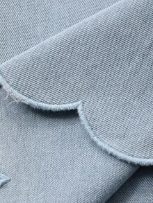 DAZY Teen Girl Solid Color Round Neck Wide Strap Sleeveless Casual Loose Denim Set