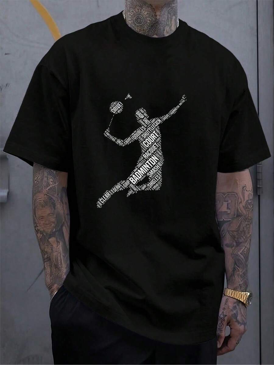 Camiseta de Manga Corta Holgada Casual Versátil con Estampado de Baloncesto Divertido, Ideal para Vacaciones, Trabajo y Uso Diario - Negro 9 - Ver 1