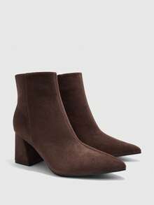 CUCCOO BIZCHIC Botas de tacón alto de color borgoña de moda para mujer - Marrón Chocolate - Ver 7
