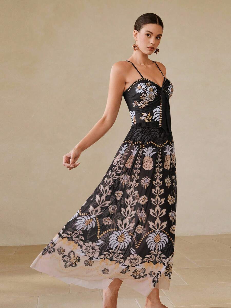 Swim Oasis Sexy Slimming High-Waisted Printed Swimsuit With Detachable Mesh Skirt, Popular For Spring/Summer - Multicolor - View 1