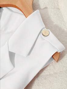 SHEIN PETITE Petite Women Minimalist Sleeveless Commuter Vest Blazer - White - View 4