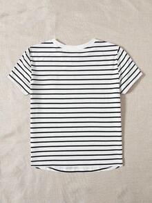 Camiseta de rallas con estampado de Paris - Blanco - Ver 2