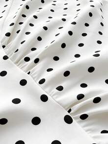 Rustia 大码女士时尚波点吊带性感A字迷你连衣裙 - 白色 - 查看 8