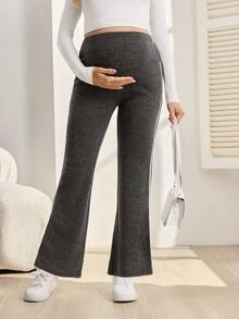 SHEIN Maternity High Waist Long Contrast Stripe Leggings - Grey - View 3
