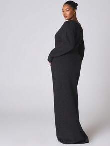 MUSERA Knit One Shoulder Long Sleeve Fitted Maxi Dress NewYear Cute Sexy Going Out Evening Party Accented - Grey - View 5