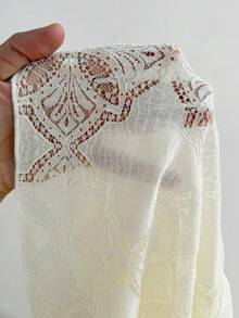 Sweetra High-End Luxury French Lace Dress, New Fashion Elegant Party/Evening Dress, Square Collar, Ruffle Sleeve, Scalloped Hem Patchwork Mini Dress, Graceful Birthday Party Cocktail Dress - Apricot - View 7