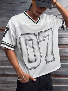 Áo thun lưới dáng rộng cổ chữ V tay ngắn phong cách hip hop thường ngày AXEPEAK dành cho nam - Xám - Xem 2
