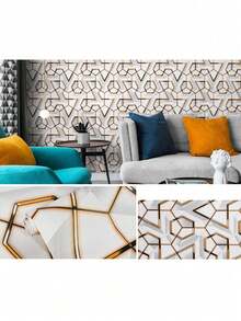 1卷自粘墙纸，个性化图案PVC乙烯基装饰可移动人体接触纸，适用于客厅、卧室、房间家具DIY家居贴纸 - 彩色 - 查看 17