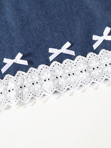 SHEIN Girls Toddler Floral Gingham Print White Tank Top And Light Blue Denim Jeans With Ruffle Hem, Cute & Elegant Summer Outfit