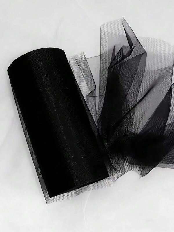 1Pc 15cm*2200cm Black Ballet Tutu Tulle Roll For DIY Wedding, Party And Table Skirt Decoration, Valentine's Day Party Decoration, Birthday Decoration