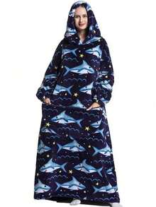 1 Áo choàng ngủ có mũ bằng vải nỉ dày dặn, unisex - Đồ mặc nhà mùa đông cỡ lớn, 100% polyester, có túi và cổ tay áo co giãn, thích hợp sử dụng trong nhà/ngoài trời, Áo hoodie - Áo nỉ lông xù cỡ lớn có tay áo và túi lớn, chăn ấm áp cho nam và nữ, hoàn hảo cho ghế sofa hoặc giường, chất liệu flannel thoải mái, món đồ không thể thiếu cho Halloween, áo ngủ, ấm áp và chống lạnh. - Nhiều màu - Xem 8