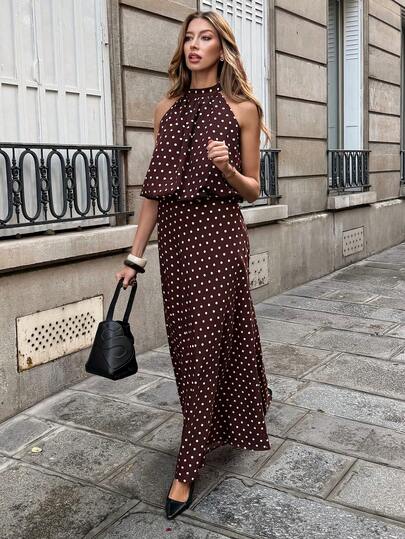 Pariaura Women's Summer Vacation Two-Piece Outfits, Women's Valentine's Day Two-Piece Outfits, Women's Carnival Two-Piece Outfits, Women's Elegant Two-Piece Outfits, Women's Vacation Two-Piece Outfits, Women's Polka Dot Two-Piece Outfits, Women's Brown Two-Piece Outfits.