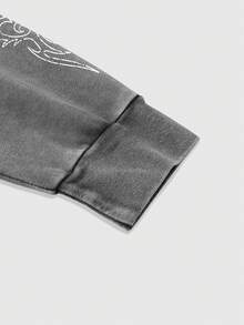 ROMWE MEN Goth Áo thun dài tay in họa tiết 2 trong 1 dành cho nam giới, kiểu dáng thường ngày. - Xám - Xem 4