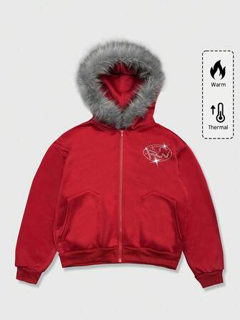 Street Life Felpa con cappuccio e collo in pelliccia, manica lunga, da uomo, calda