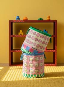 Joivida 1个可爱粉色带提手洗衣篮，方便收纳家用衣物和杂物，耐用多功能，可折叠手提式洗衣篮，适用于浴室和宿舍。